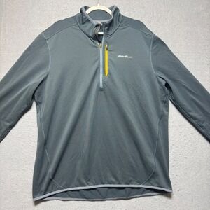 Eddie‎ Bauer Men's Gray Quarter Zip Pullover Long Sleeve Performance Shirt TXL